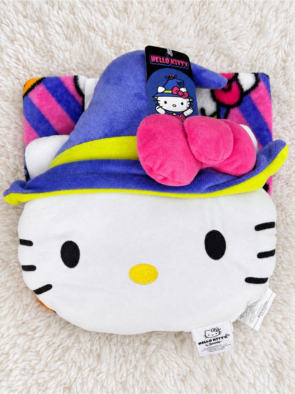 Hello Kitty Halloween Witch Nogginz Pillow & Plush Blanket Set NWT - Picture 2 of 5